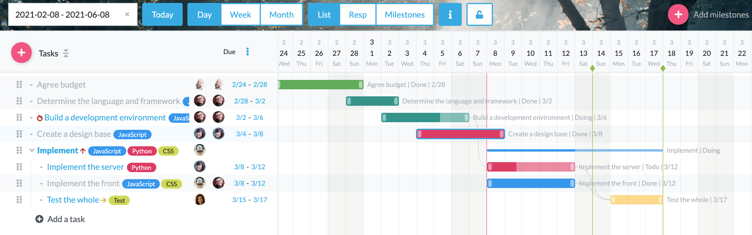 Gantt chart (Timeline)